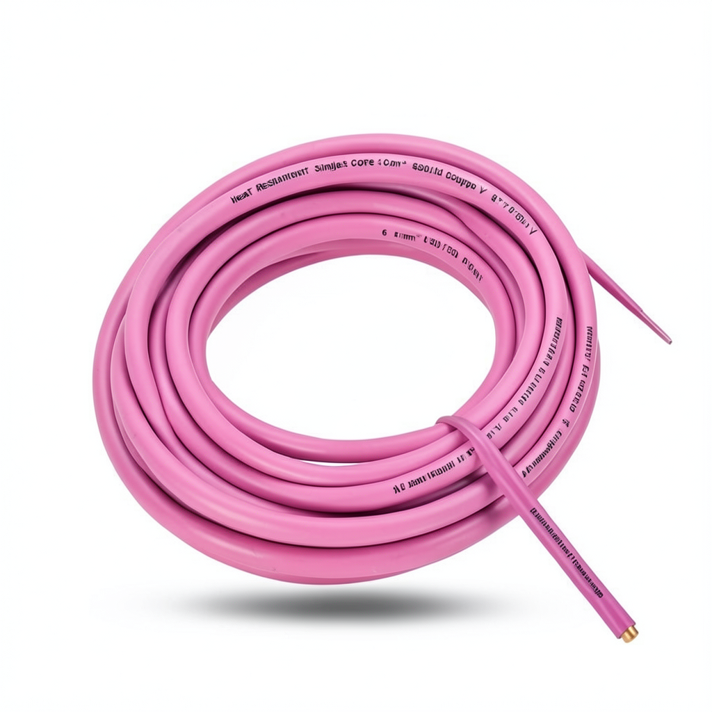 Heat Resistant Single Core Solid Copper Cable 6 mm² 450/750 Volt Pink PVC 90 | Al Fanar