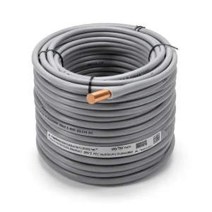 سلك نحاس مصمت مقاوم للحرارة أحادي النواة معزول PVC 90º مقاس 6 مم² 450/750 فولت طول 300 قدم رمادي | شركة الفنار