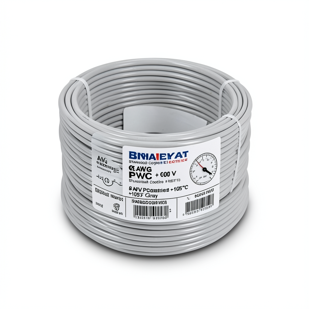 8 AWG Stranded Copper Electric Wire 600 V PVC Insulation +105°C Gray | Asharqiyah Cables Company for Industry