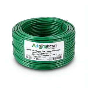لفة سلك مفرد نحاس مجدول 6 AWG مطلي قصدير، 1000 فولت، عزل PVC +105°C، أخضر، 500 قدم | شركة كابلات الشرقية للصناعة