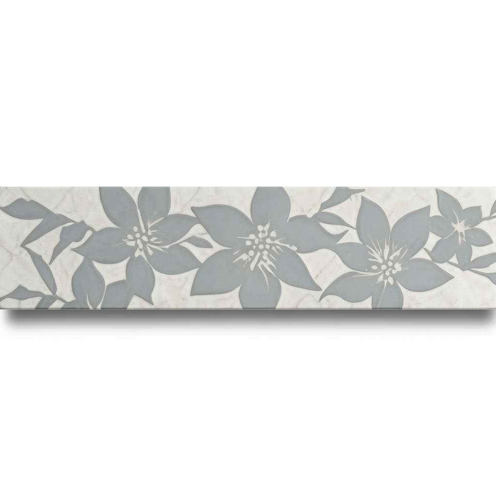 Ceramic Wall Tile 20x5 cm, Bloom Grey, Rectangular