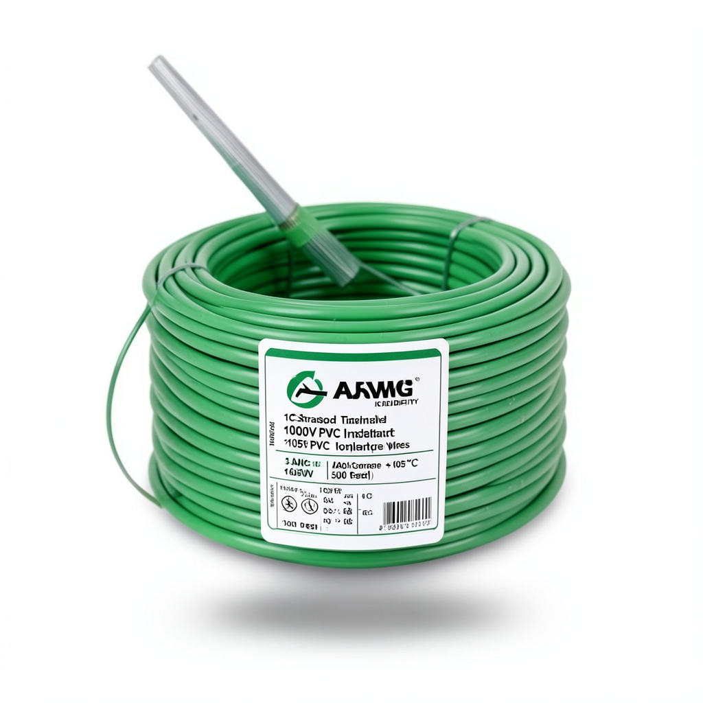 سلك مفرد نحاس مجدول 3 AWG مطلي قصدير 1000 فولت معزول PVC +105°C اخضر 500 قدم | شركة كابلات الشرقية للصناعة