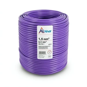 سلك نحاس مصمت مقاوم للحرارة احادى النواة معزول PVC 90º 1.5 مم² 450/750 فولت 300 قدم بنفسجي | شركة الفنار