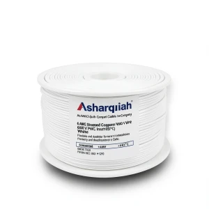 لفة سلك 6 AWG نحاس مجدول معزول PVC +105°C أبيض، 600 فولت | شركة كابلات الشرقية للصناعة