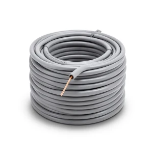 سلك نحاس مصمت مقاوم للحرارة أحادي النواة معزول PVC 90º مقاس 6 مم² 450/750 فولت طول 300 قدم رمادي | شركة الفنار