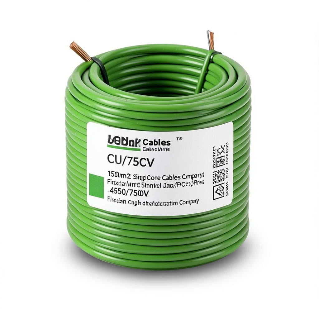 150mm2 Single Core Flexible Wire CU/PVC, 450/750V, Green | Jeddah Cables Company