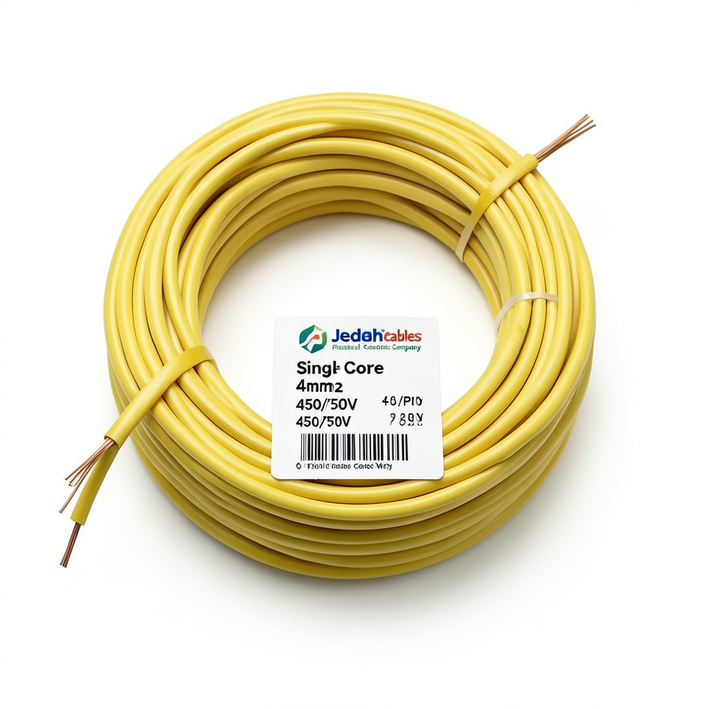 Single Core Flexible Electrical Wire CU/PVC 4mm2, 450/750V, Yellow | Jeddah Cables Company