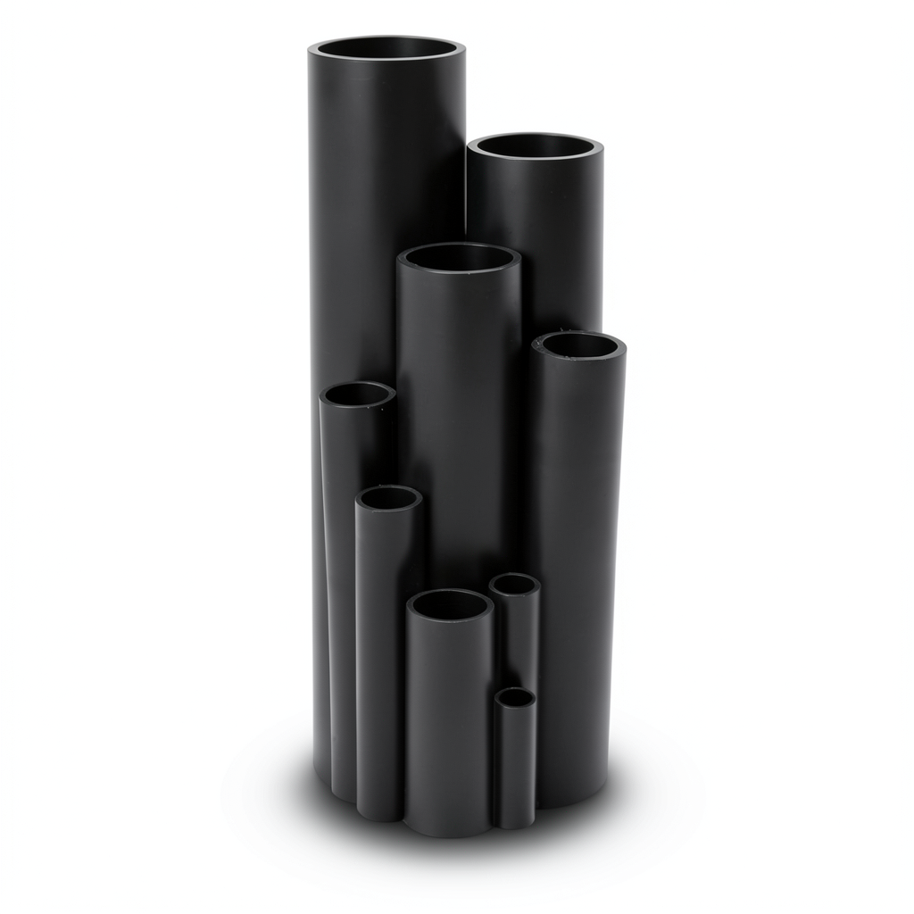 High Density Polyethylene Pipe Pressure 16 Bar PE 80, 75 mm OD, 6.8 mm Thickness, Black