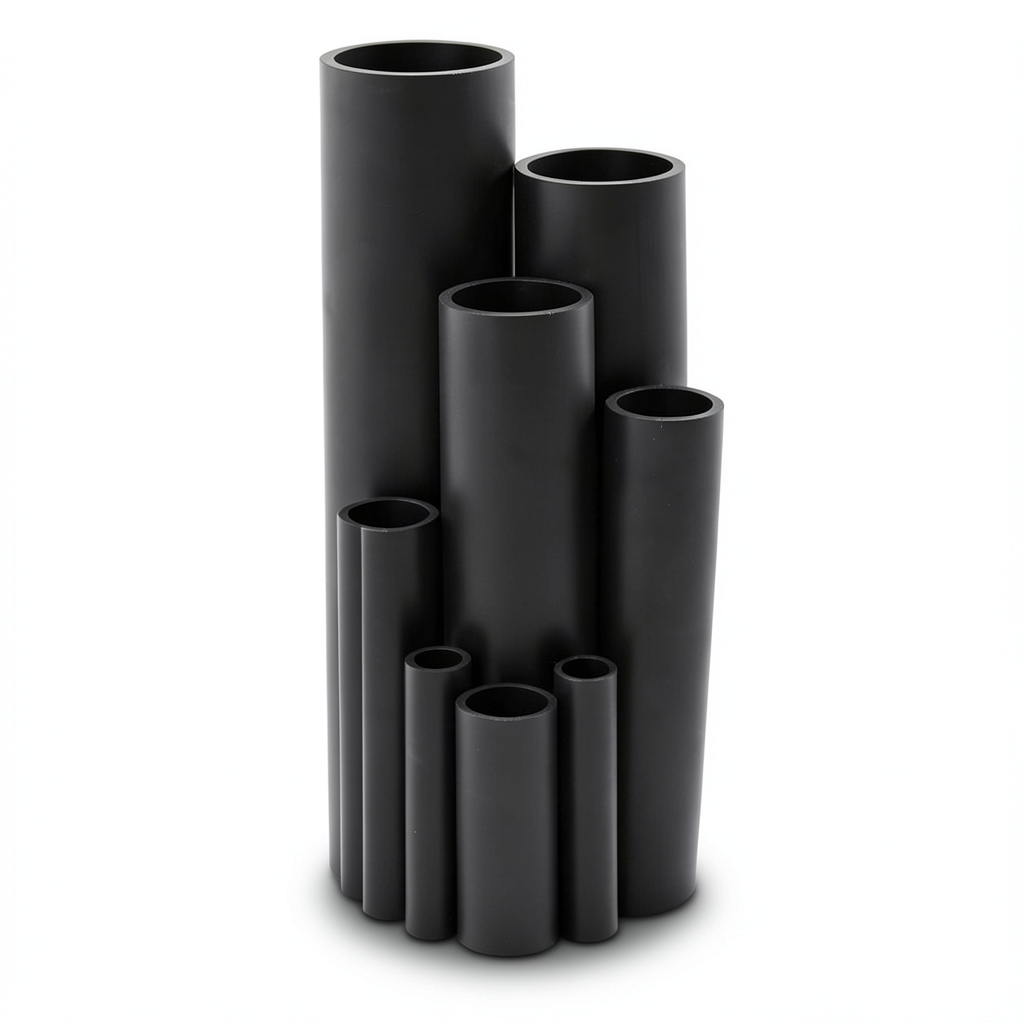 High Density Polyethylene Pipe Pressure 16 Bar PE 80 Size 125 mm Thickness 11.4 mm Black