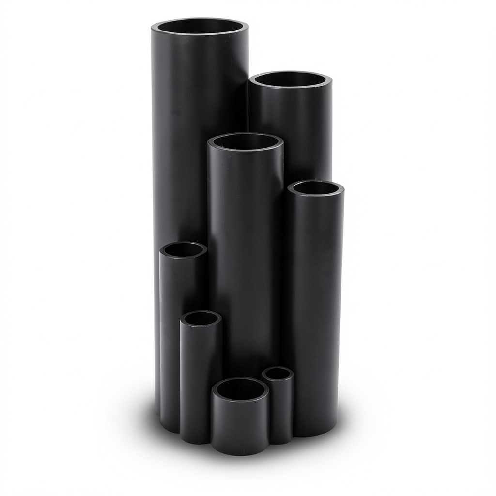 أنابيب HDPE ضغط 10 بار PE 100 مقاس 110 مم سمك 6.6 مم لون أسود