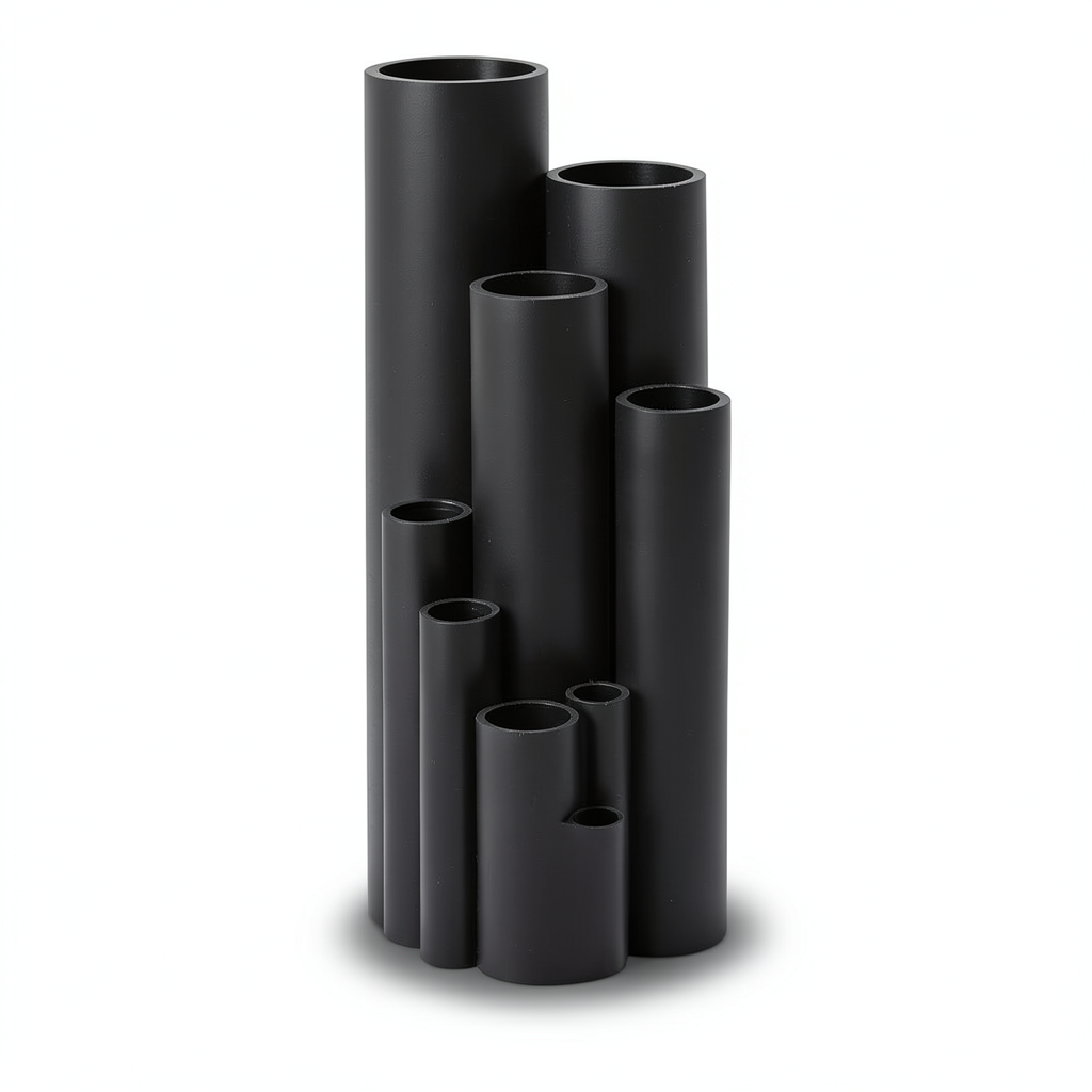 High Density Polyethylene Pipe Pressure 10 Bar PE 100 Size 140 mm Thickness 8.3 mm Black