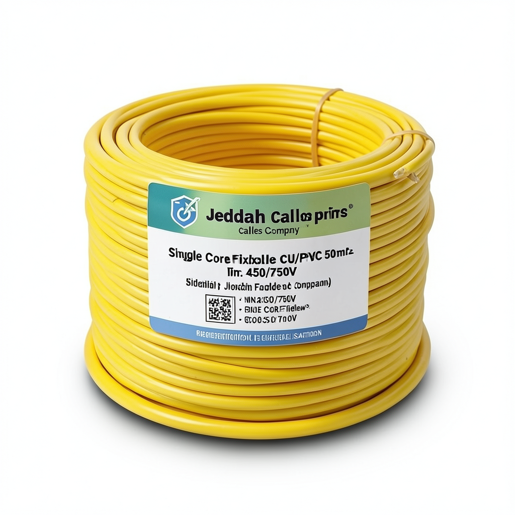 سلك نحاس شعر CU/PVC مقاس 50mm2، 450/750 فولت، أصفر | شركة كابلات جدة