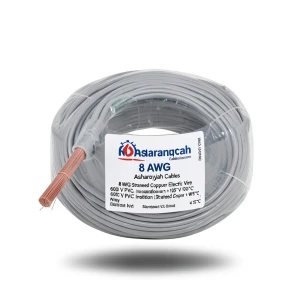 8 AWG Stranded Copper Electric Wire 600 V PVC Insulation +105°C Gray | Asharqiyah Cables Company for Industry