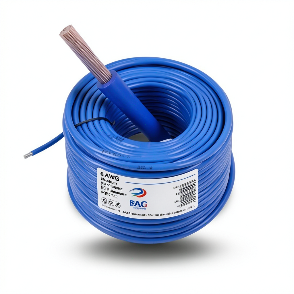 سلك كهرباء 6 AWG نحاس مجدول معزول PVC +105°C ازرق، 600 فولت | شركة كابلات الشرقية للصناعة