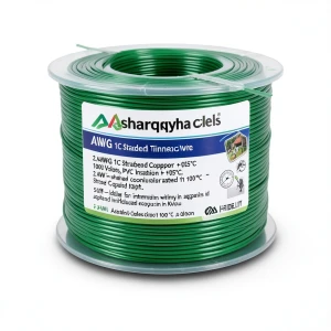 سلك مفرد نحاس مجدول 2 AWG مطلي قصدير، 1000 فولت، عزل PVC +105°C، اخضر، طول 500 قدم | شركة كابلات الشرقية للصناعة
