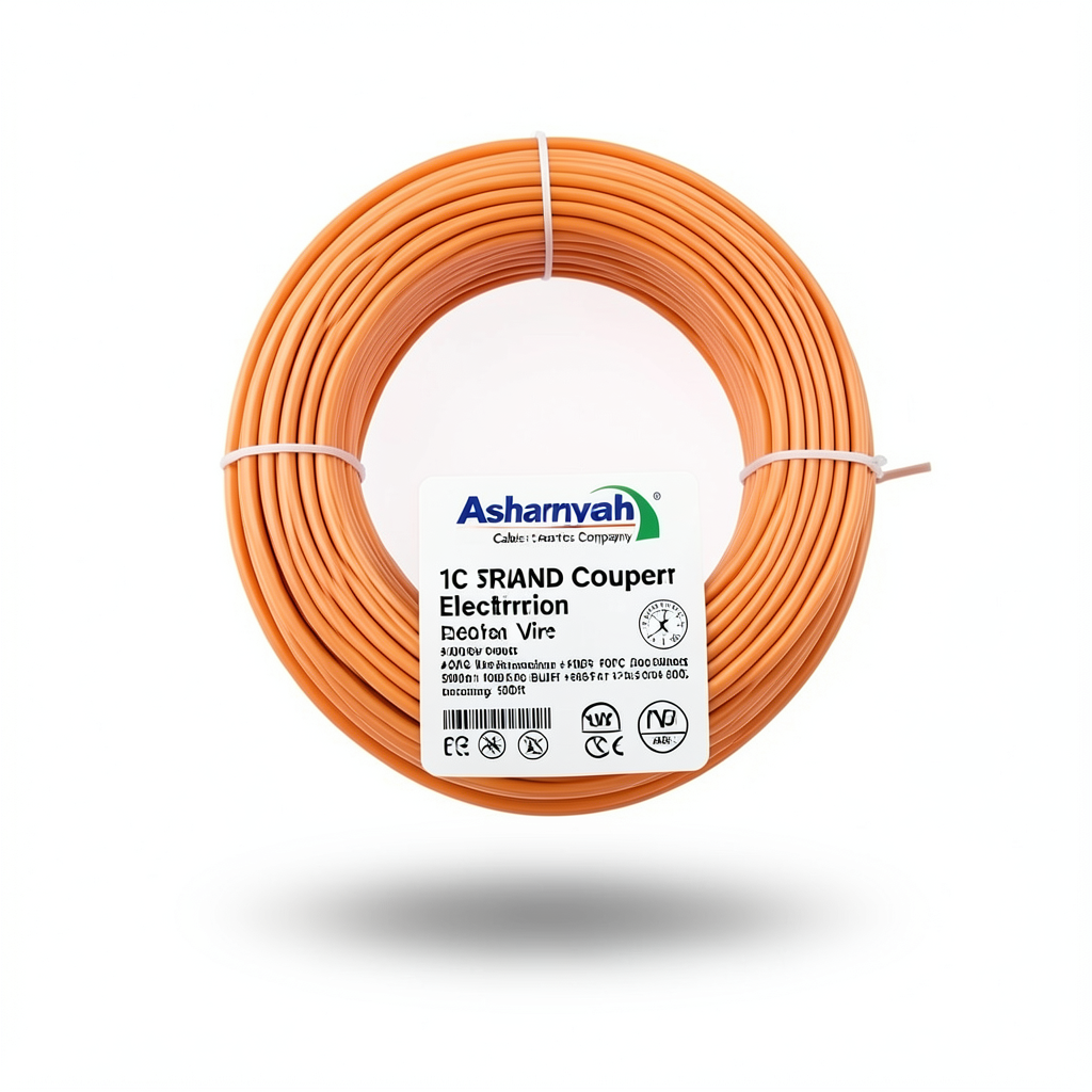 سلك كهرباء مفرد 4 AWG نحاس مجدول 1000 فولت معزول PVC +105°C برتقالي، طول 500 قدم | شركة كابلات الشرقية للصناعة
