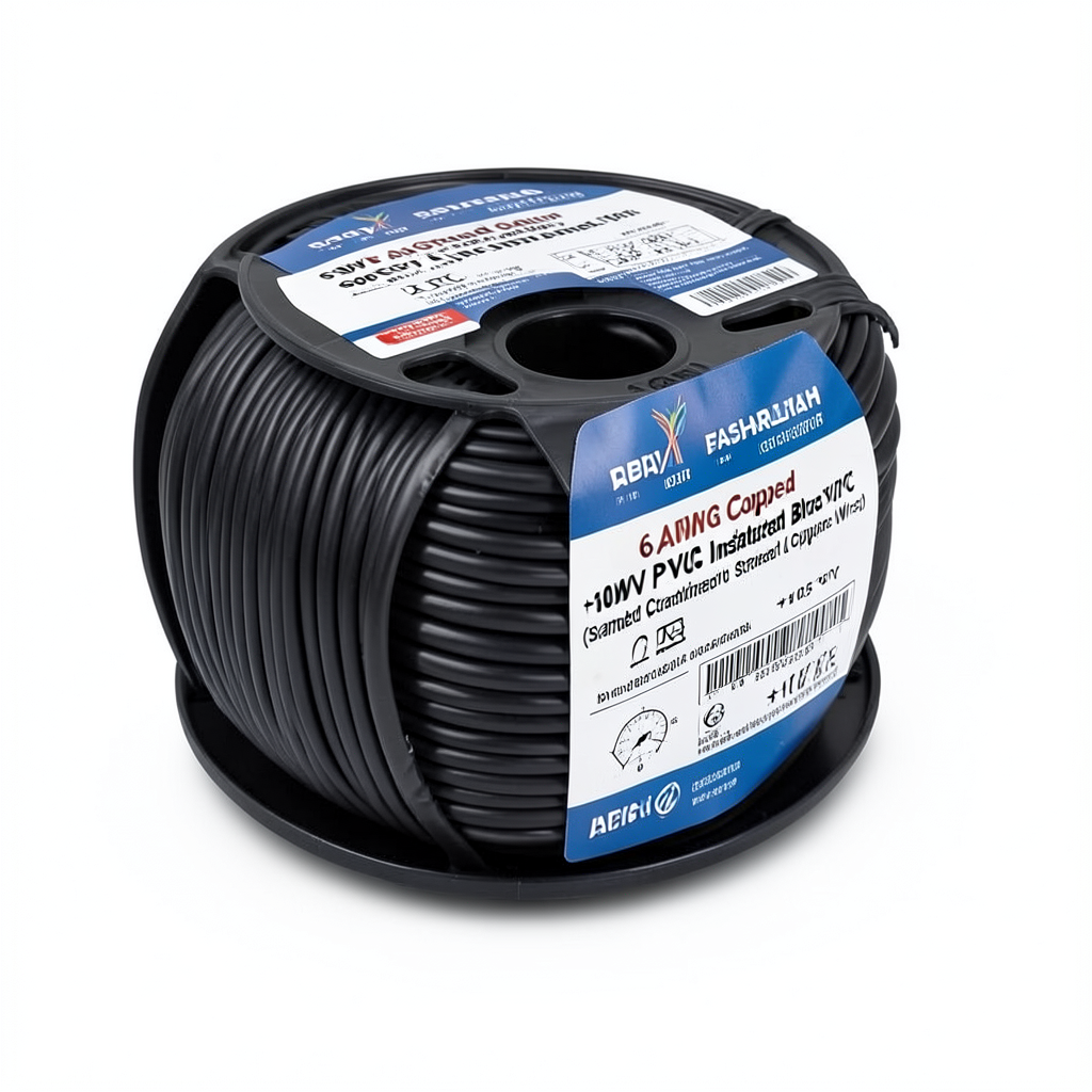 سلك كهرباء 6 AWG نحاس مجدول معزول PVC جهد 600 فولت، اسود +105°C | شركة كابلات الشرقية للصناعة