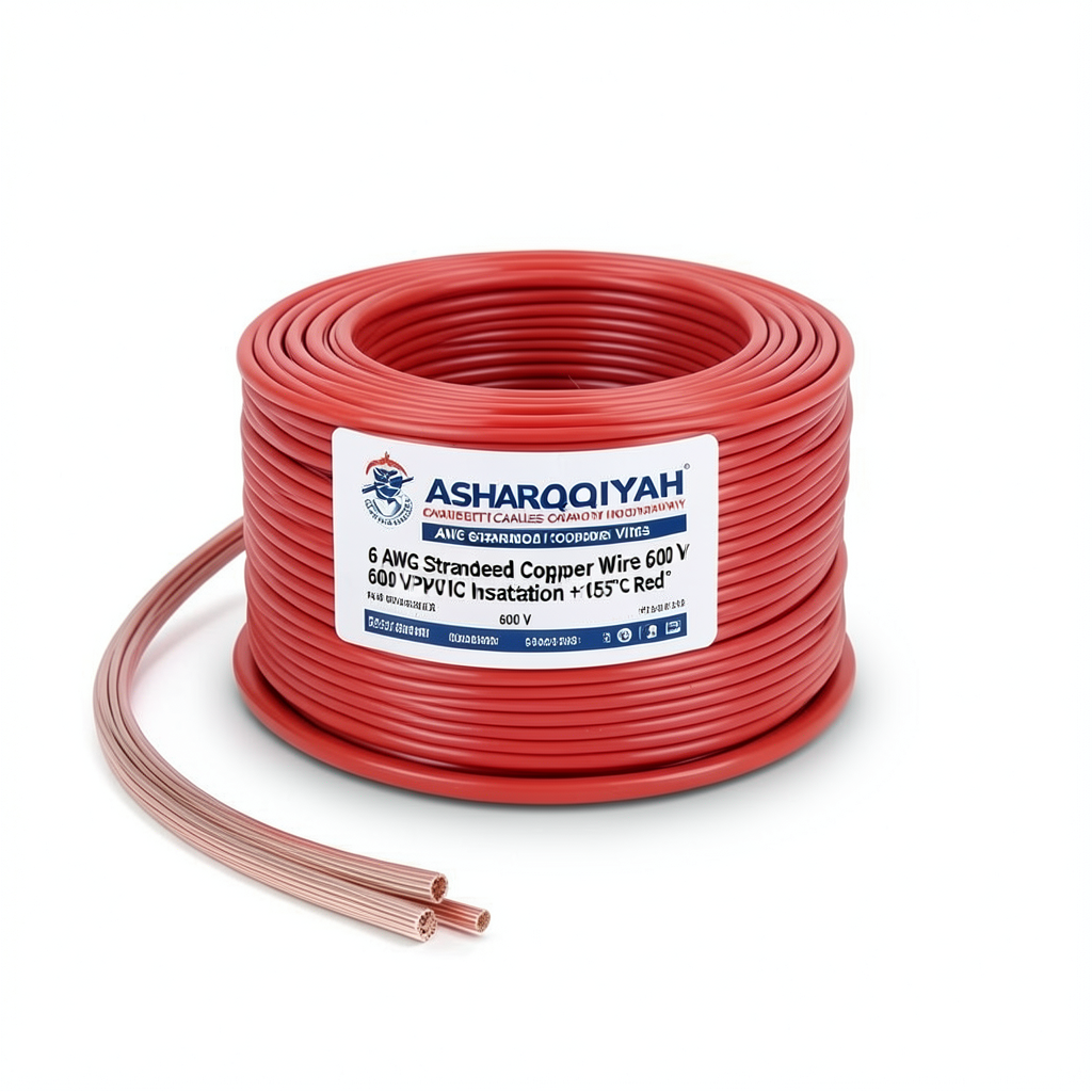 6 AWG Stranded Copper Wire 600 V PVC Insulation +105°C Red | Asharqiyah Cables Company for Industry