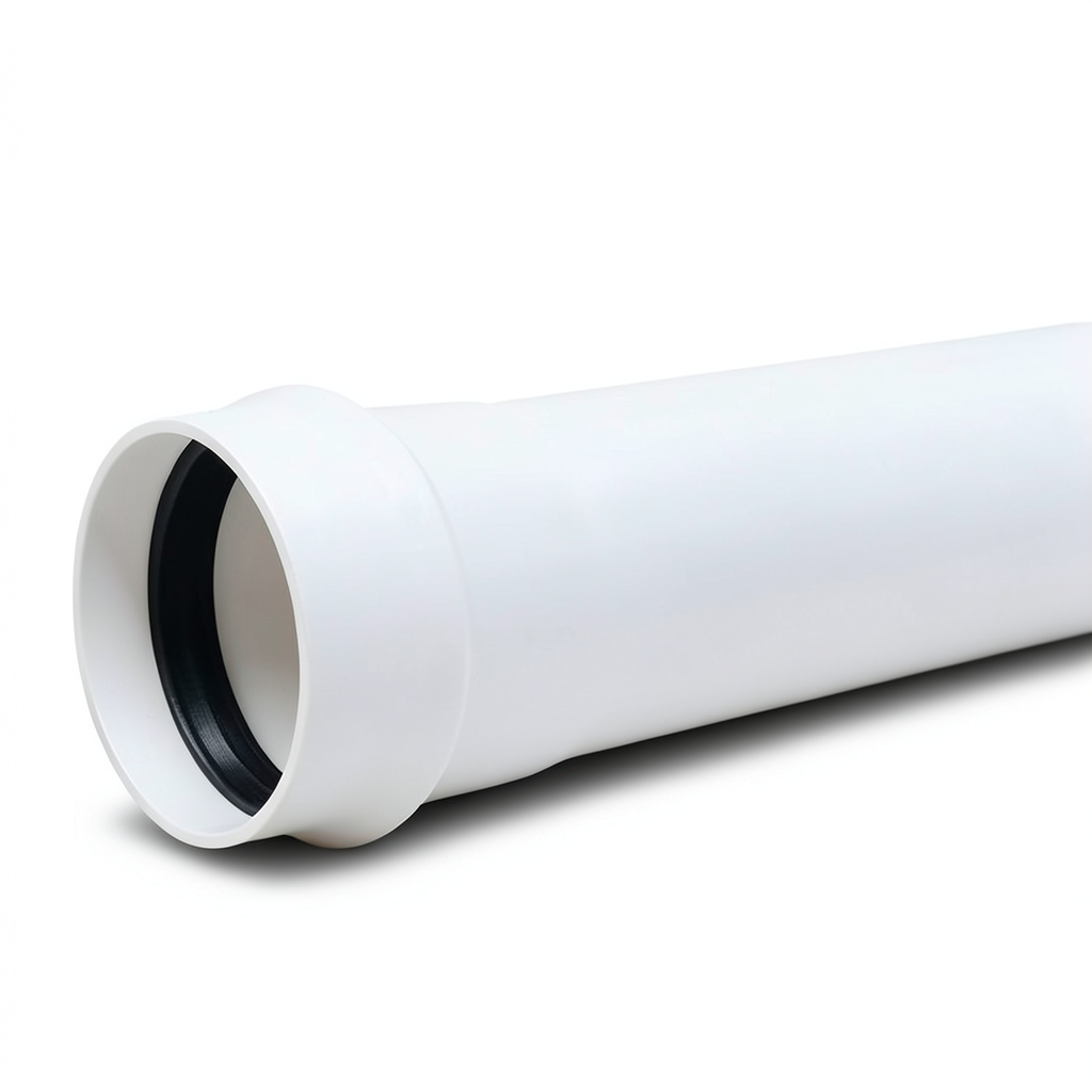 UPVC Plastic Pipe PN 2 Bar Class 1, Size 280 mm, Thickness 2.3 mm, White Color