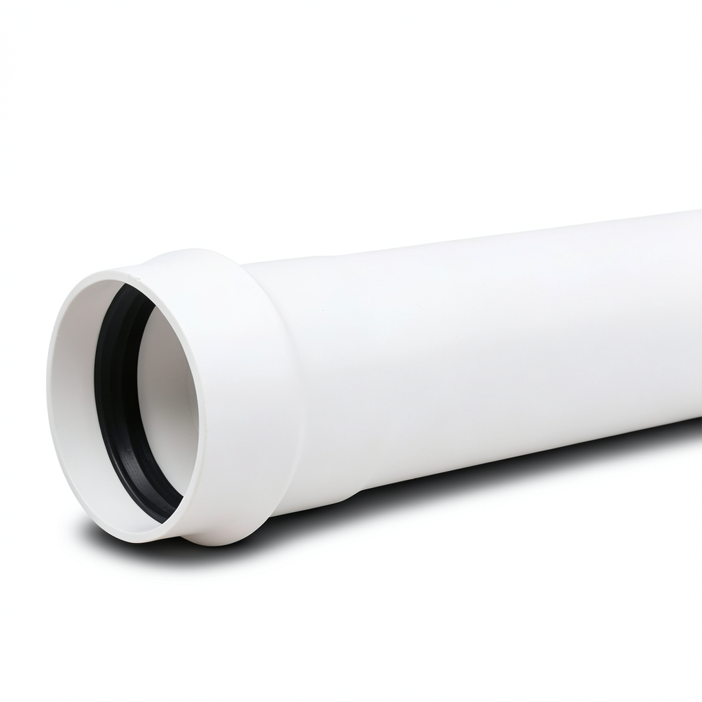 UPVC Plastic Pipe PN 6 Bar Class 3, Size 125 mm, Thickness 3.7 mm, White Color