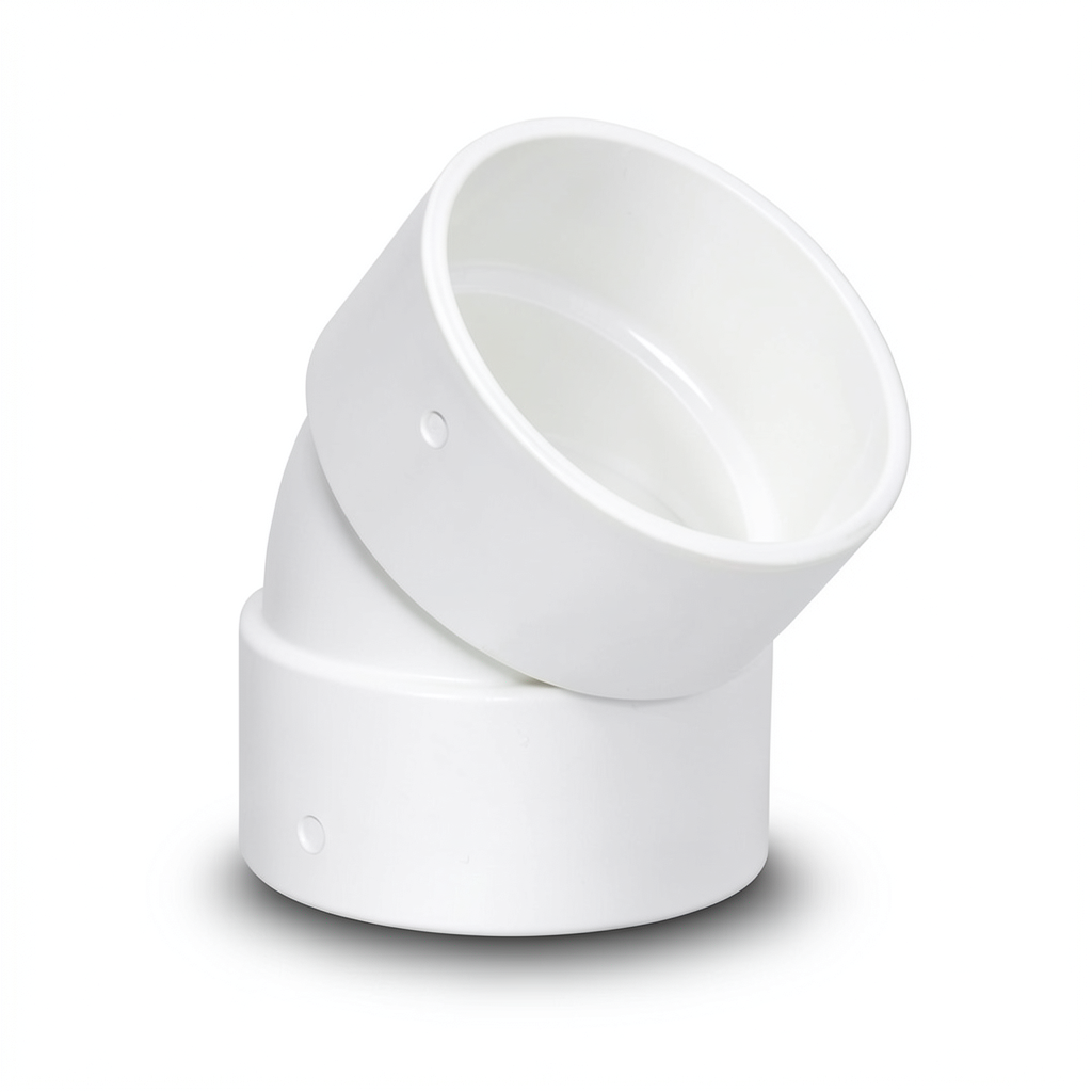 UPVC Plastic Elbow 45° 8 Inch White