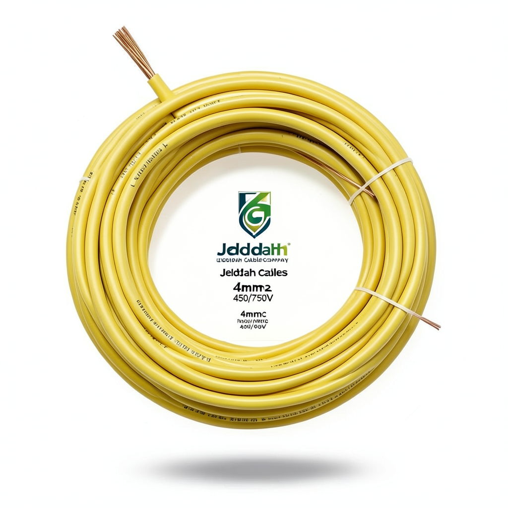 Single Core Flexible Electrical Wire CU/PVC 4mm2, 450/750V, Yellow | Jeddah Cables Company