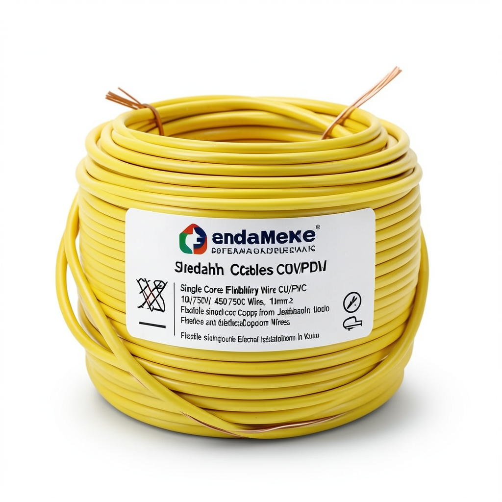 سلك نحاس شعر CU/PVC مقاس 10mm2، 450/750V، أصفر | شركة كابلات جدة