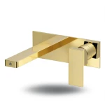 Concealed Wall Washbasin Mixer Gold Color | Saudi Ceramics