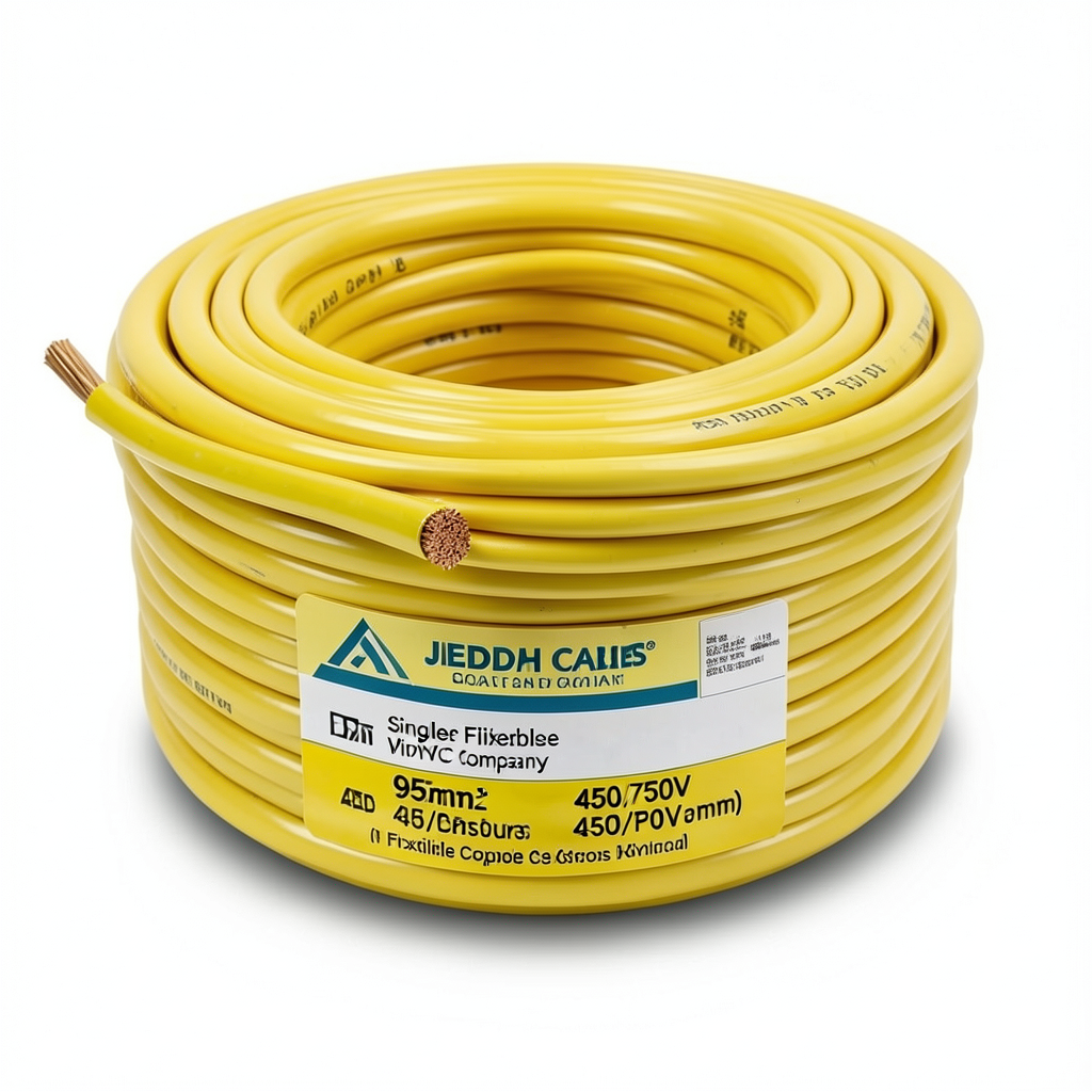 Single Core Flexible Wire CU/PVC 95mm2, 450/750V, Yellow | Jeddah Cables Company