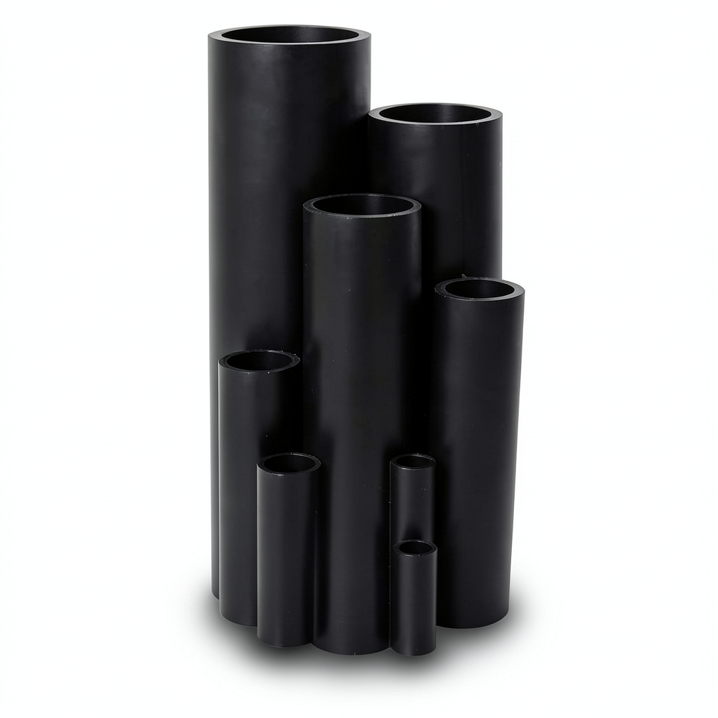 أنابيب بلاستيك HDPE ضغط 10 بار PE 100 مقاس 125 مم سمك 7.4 مم لون أسود