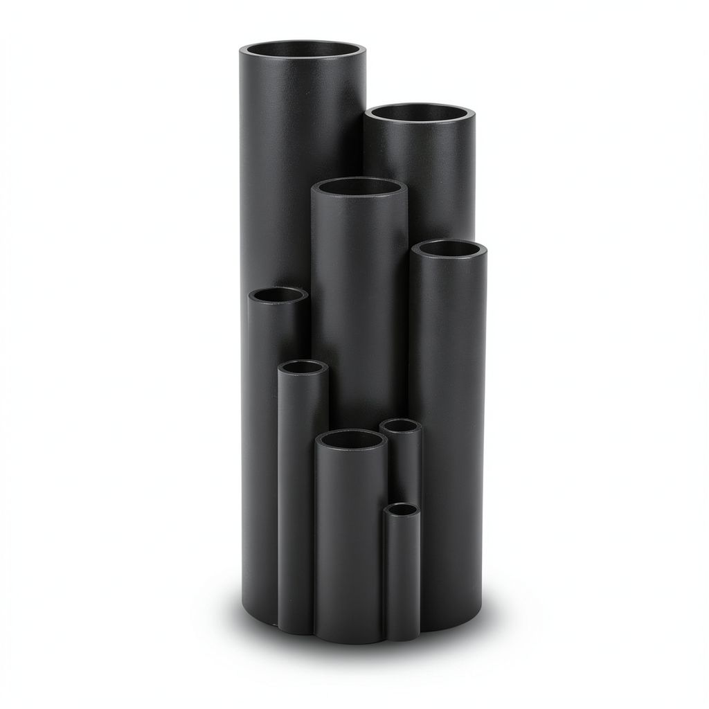 انابيب بلاستيك HDPE ضغط 10 بار PE 100 مقاس 180 مم سمك 10.7 مم لون اسود