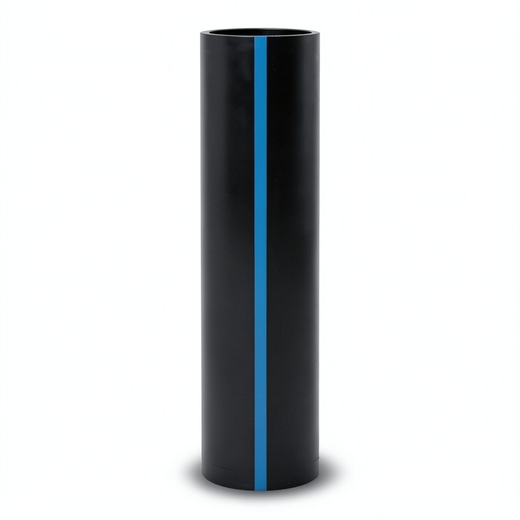 High Density Polyethylene Pipe Pressure 10 Bar PE 100 Size 200 mm Thickness 11.9 mm Black
