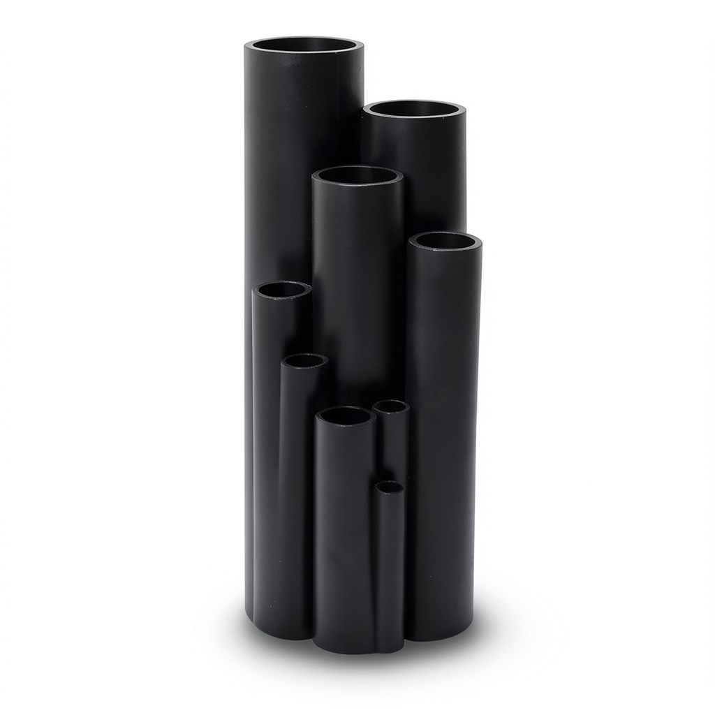 انابيب HDPE ضغط 10 بار PE 100 مقاس 225 مم سمك 13.4 مم لون اسود