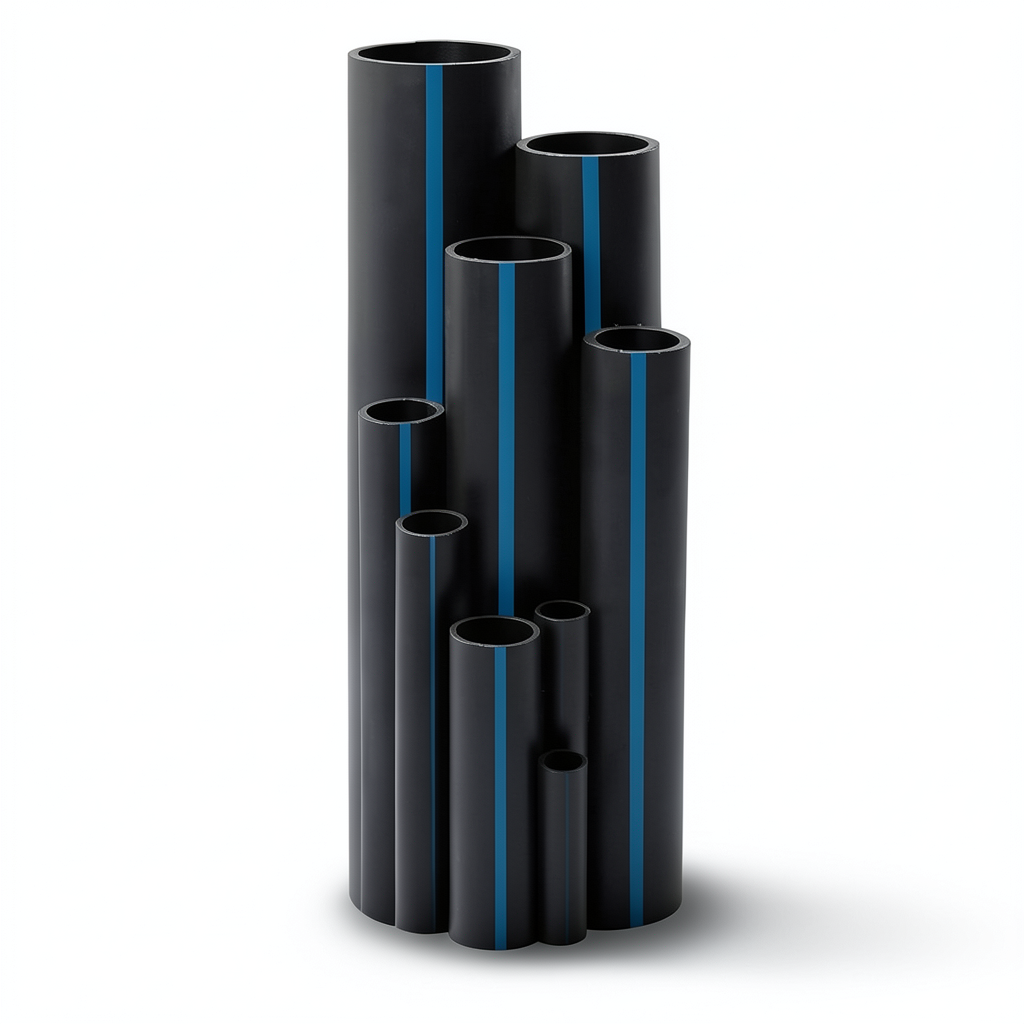 أنابيب HDPE ضغط 16 بار PE 80 مقاس 140 مم سمك 12.7 مم لون أسود