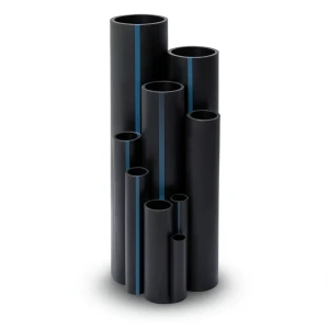 High Density Polyethylene Pipe Pressure 16 Bar PE 80, 180 mm OD, 16.4 mm Thickness, Black
