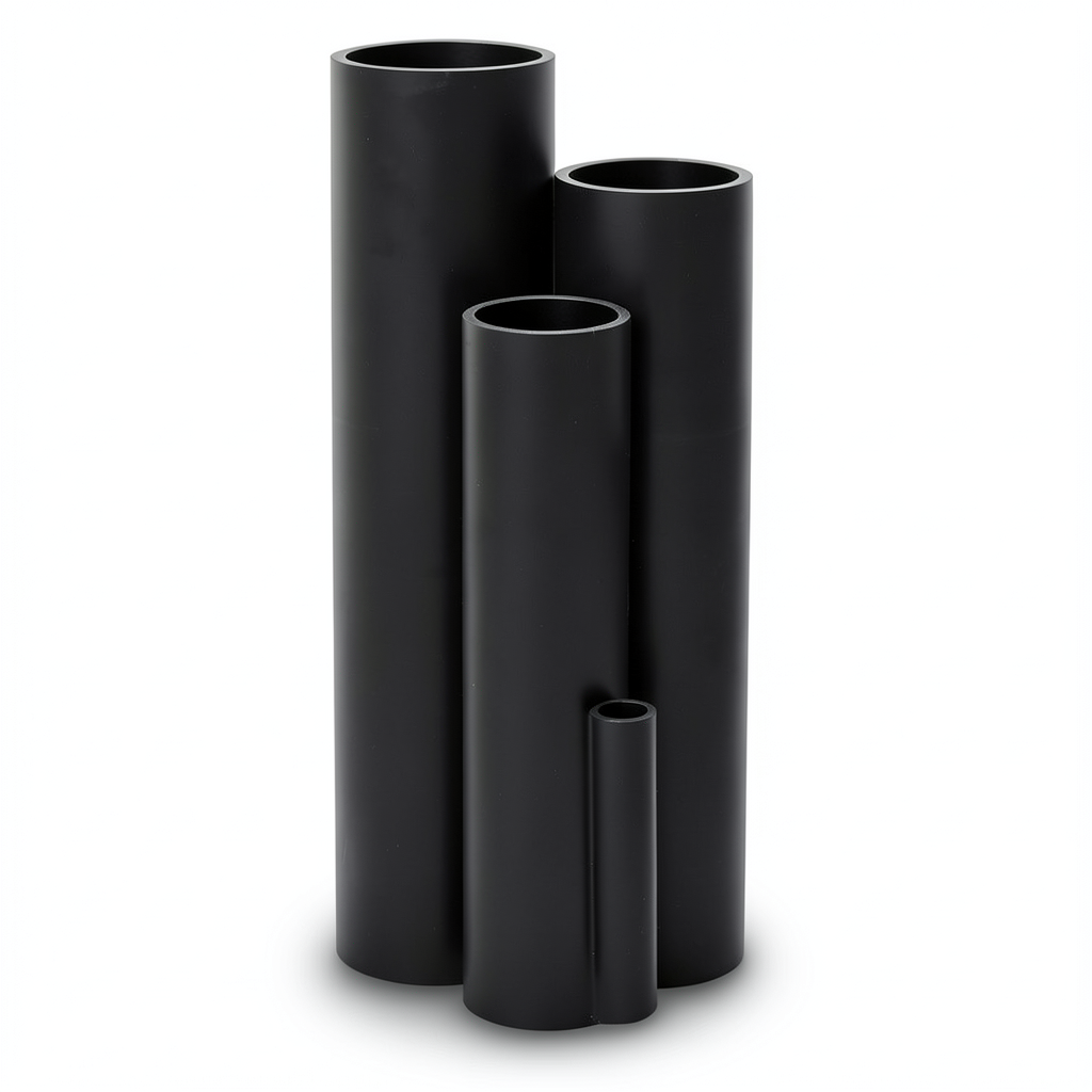 High Density Polyethylene Pipe Nominal Pressure 16 Bar PE 80 Size 280 mm Thickness 25.4 mm Black