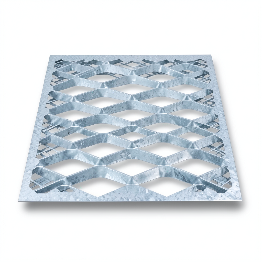 Galvanized Steel Expanded Metal Mesh Thickness 3.8 mm Width 2.44 M Length 1 M