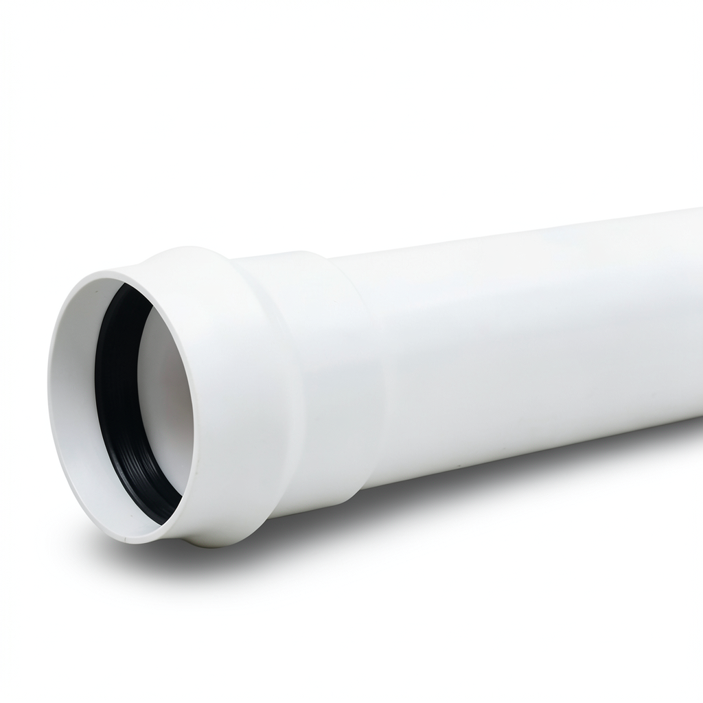 UPVC Plastic Pipe PN 2 Bar Class 1, Size 250 mm, Thickness 2 mm, White Color