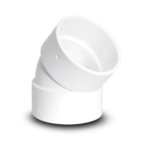 كوع بلاستيك UPVC زاوية 45° مقاس 8 إنش لون أبيض