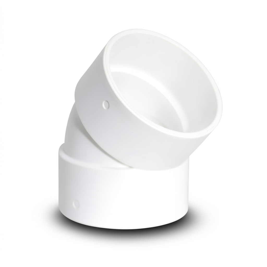 UPVC Plastic Elbow 45° 8 Inch White