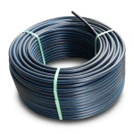HDPE Plastic Coil Pipe PN 9.9 Bar PE 100 OD 50 mm SDR 13.6 Black with Blue Stripes