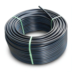 لفة أنابيب بلاستيك HDPE ضغط 9.9 بار PE 100 قطر 63 مم SDR 13.6 أسود مع خطوط زرقاء