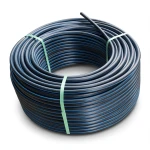 HDPE Plastic Coil Pipe PN 9.9 Bar PE 100 OD 125 mm SDR 13.6 Black with Blue Stripes