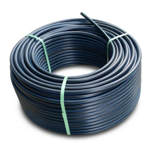 لفة أنابيب HDPE ضغط 12.5 بار PE 100 قطر خارجي 25 مم SDR 11 أسود مع خط أزرق