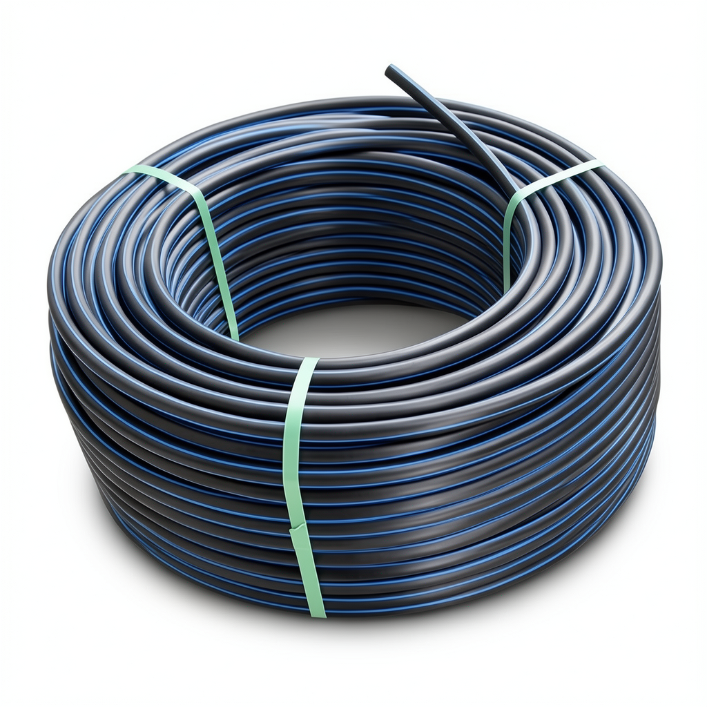 لفة أنابيب بلاستيك HDPE ضغط 12.5 بار PE 100 قطر خارجي 40 مم SDR 11 أسود مع خط أزرق