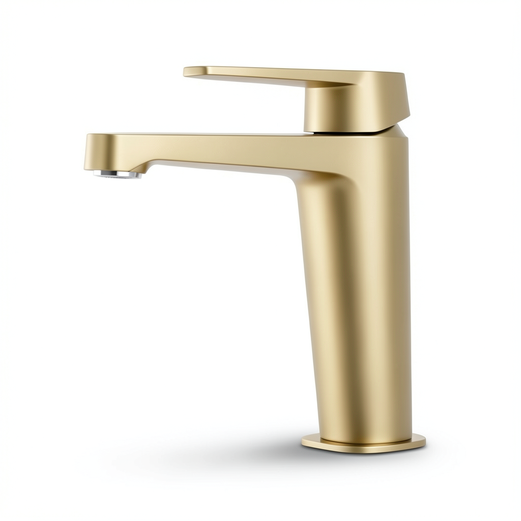 Italian Short Automatic Brass Washbasin Mixer, Matte Gold