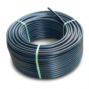 HDPE Plastic Coil Pipe PN 9.9 Bar PE 100 OD 25 mm SDR 13.6 Black with Blue Stripes