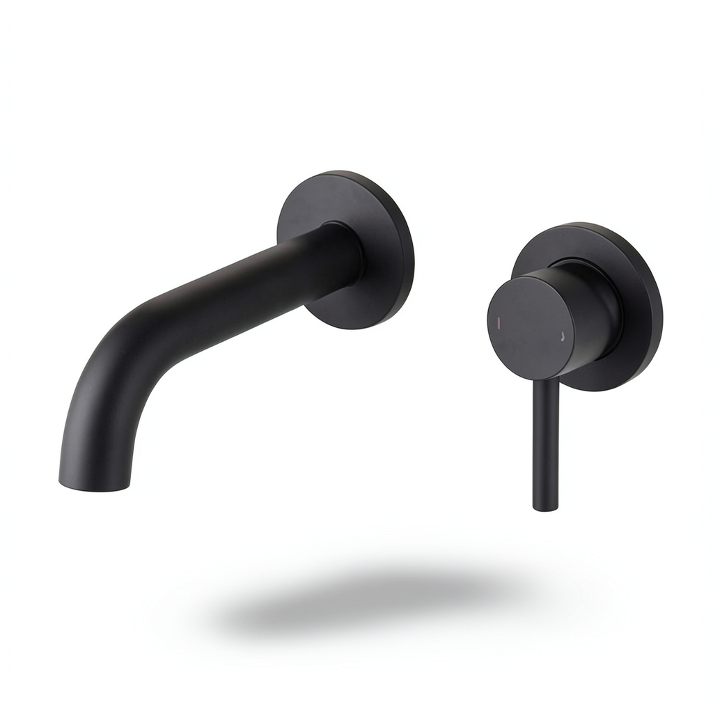 Concealed Wall Washbasin Tap Matt Black, Single Handle | Saudi Ceramics