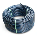 لفة أنابيب بلاستيك HDPE ضغط 9.9 بار PE 100 قطر خارجي 125 مم SDR 13.6 أسود مع خطوط زرقاء