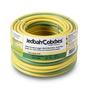 70mm2 Stranded Copper Earthing Electric Wire 450/750V, Yellow/Green | Jeddah Cables Company